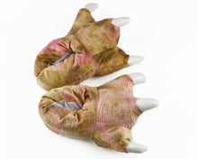 Load image into Gallery viewer, Brown Dinosaur Claw Slippers Top View
