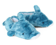 Load image into Gallery viewer, Blue Dolphin Slippers View of Pair