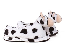Load image into Gallery viewer, Cow-patterned slippers on a white background