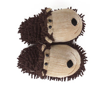 Load image into Gallery viewer, top view of pair of monkey slippers