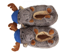 Load image into Gallery viewer, top view of pair of moose slippers