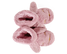 Load image into Gallery viewer, Pink plush bunny slippers on a white background