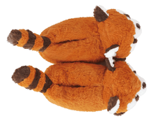Load image into Gallery viewer, Plush red panda slippers seen from above on a white background