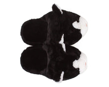 Load image into Gallery viewer, Black and White Kitty Slippers Top View