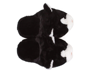 Black and White Kitty Slippers Top View
