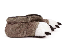 Load image into Gallery viewer, Brown Wolf Paw Slippers Side View