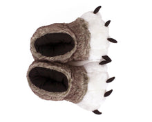 Load image into Gallery viewer, Brown Wolf Paw Slippers Top View