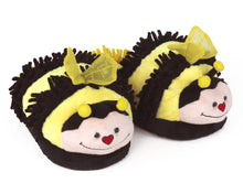 Load image into Gallery viewer, Fuzzy Bee Slippers 3/4 View