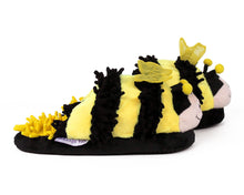 Load image into Gallery viewer, Fuzzy Bee Slippers Side View
