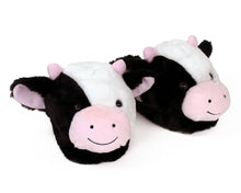 Load image into Gallery viewer, Fuzzy Cow Slippers 3/4 View