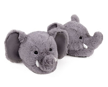 Load image into Gallery viewer, Fuzzy Elephant Slippers 3/4 View