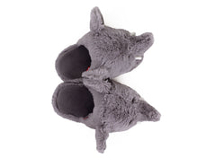 Load image into Gallery viewer, Fuzzy Elephant Slippers Top View

