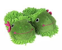 Load image into Gallery viewer, Fuzzy Frog Slippers 3/4 View