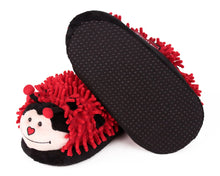 Load image into Gallery viewer, Fuzzy Ladybug Slippers Bottom View