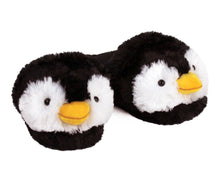 Load image into Gallery viewer, Fuzzy Penguin Slippers 3/4 View