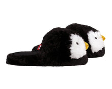 Load image into Gallery viewer, Fuzzy Penguin Slippers Side View
