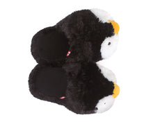 Load image into Gallery viewer, Fuzzy Penguin Slippers Top View