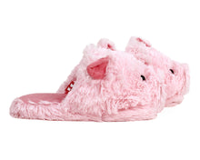 Load image into Gallery viewer, Fuzzy Pig Slippers Side View
