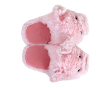Load image into Gallery viewer, Fuzzy Pig Slippers Top View