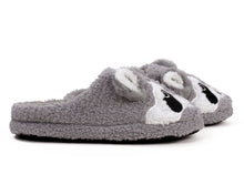 Load image into Gallery viewer, Gray Raccoon Slippers Side View
