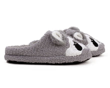 Load image into Gallery viewer, Gray Raccoon Slippers Side View