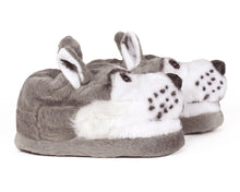 Load image into Gallery viewer, Gray Wolf Head Slippers Side View