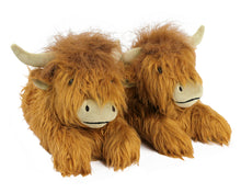 Load image into Gallery viewer, Highland Cattle Slippers 3/4 View