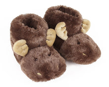 Load image into Gallery viewer, Moose Critter Slippers 3/4 View