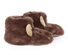 Load image into Gallery viewer, Moose Critter Slippers Side View
