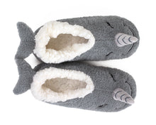 Load image into Gallery viewer, Narwhal Sock Slippers Top View
