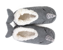 Load image into Gallery viewer, Narwhal Sock Slippers Top View