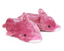 Load image into Gallery viewer, Pink Dolphin Slippers 3/4 View
