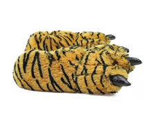 Load image into Gallery viewer, Orange Tiger Paw Slippers Side View
