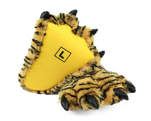 Load image into Gallery viewer, Orange Tiger Paw Slippers Bottom View