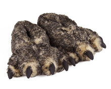 Load image into Gallery viewer, Timber Wolf Paw Slippers 3/4 View
