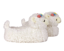 Load image into Gallery viewer, White Llama Slippers Side View
