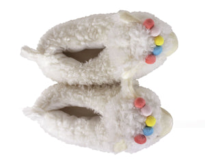 White Llama Slippers Top View
