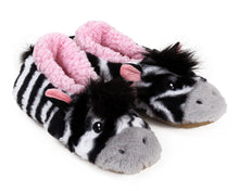 Load image into Gallery viewer, Zebra Sock Slippers 3/4 View