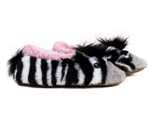 Load image into Gallery viewer, Zebra Sock Slippers Side View
