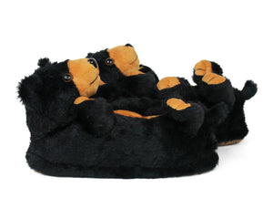 Pair of Black Bear Slippers side view