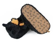 Load image into Gallery viewer, Pair of Black Bear Slippers bottom view
