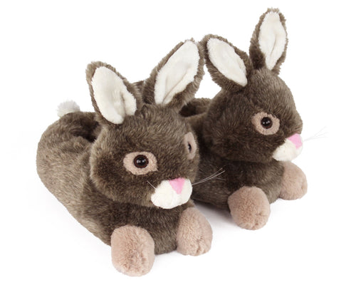 Brown Bunny Rabbit Slippers 3/4 View
