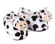 Load image into Gallery viewer, Cow-patterned slippers on a white background
