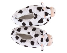 Load image into Gallery viewer, Pair of cow-patterned slippers on a white background
