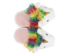 Load image into Gallery viewer, Fuzzy Unicorn Slippers Top View
