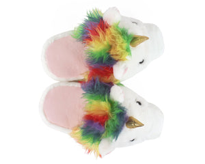 Fuzzy Unicorn Slippers Top View