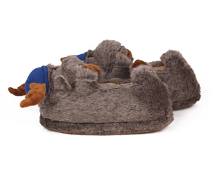 side view of pair of moose slippers