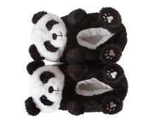 Load image into Gallery viewer, Pair of panda bear slippers, top view

