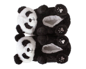 Pair of panda bear slippers, top view