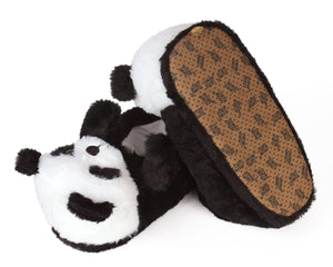 Pair of panda bear slippers, bottom view